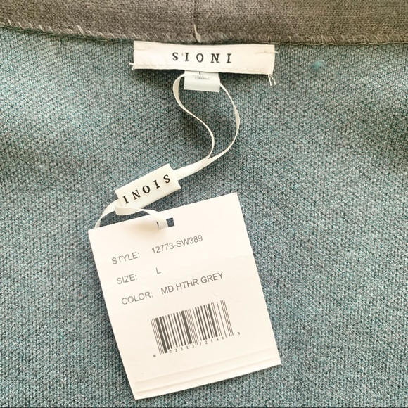 🌸New🌸 Sioni Open Front Long Sweater Top Size Large Gray Floral NWT - Picture 4 of 13